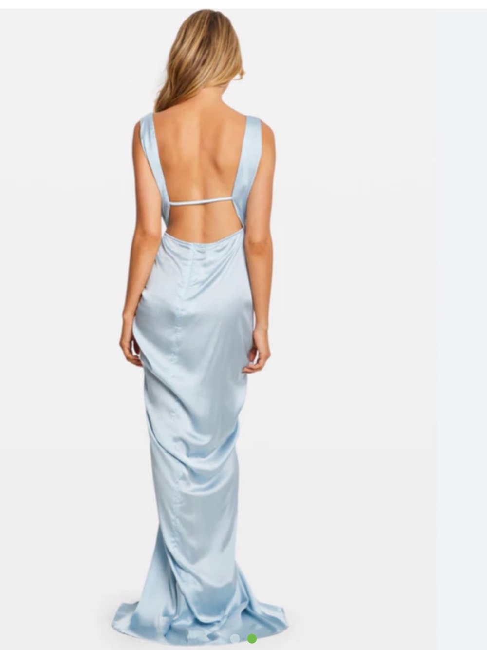 BAOBAB NWT Elegant Liz Ice Blue Satin Draped Gown Dress - Picture 2 of 2